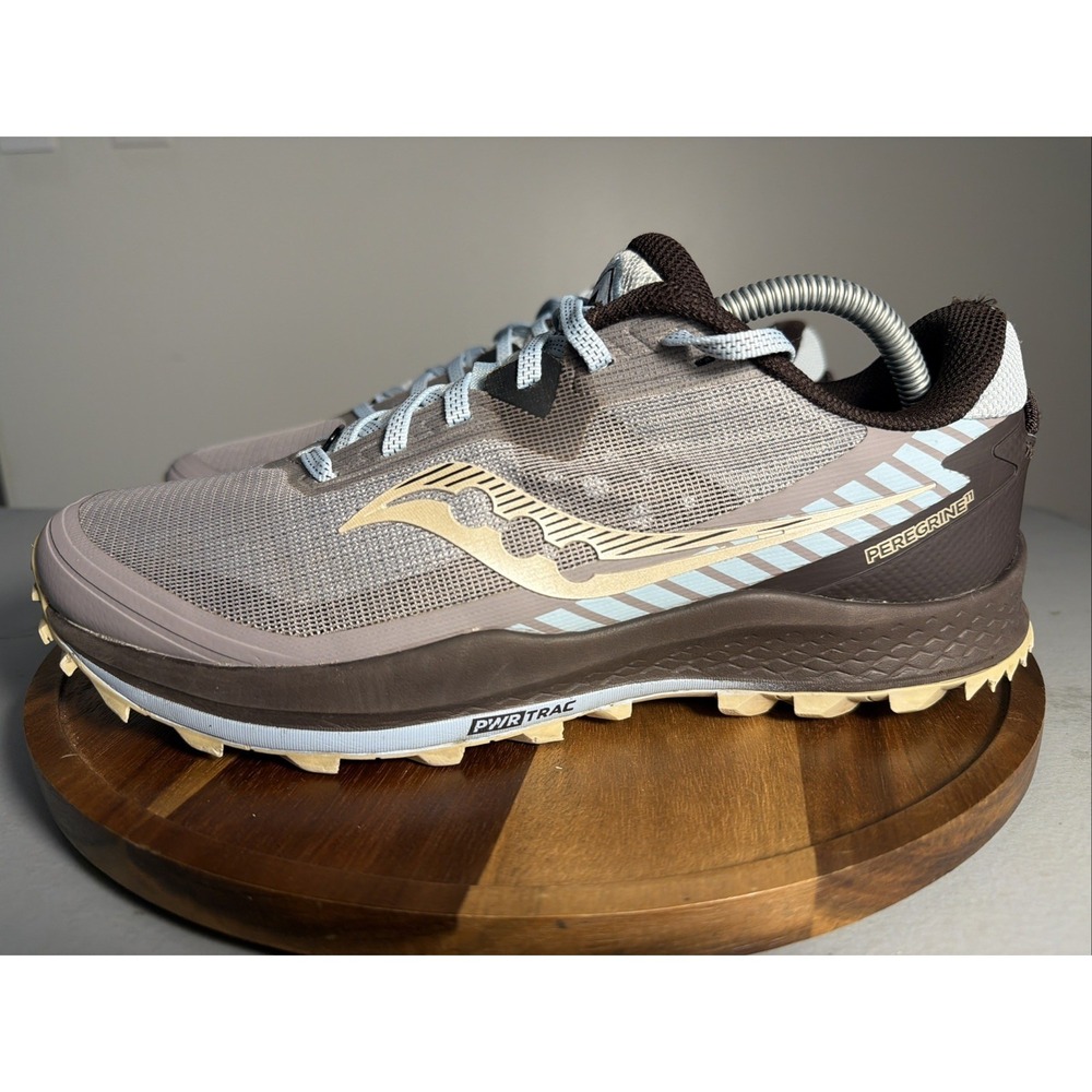 Saucony Peregrine 11 Trail Running Sneakers Shoes Womens 11 Gray Brown